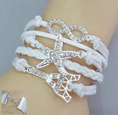 NEW!! Diamante Infinity Leather Bracelet