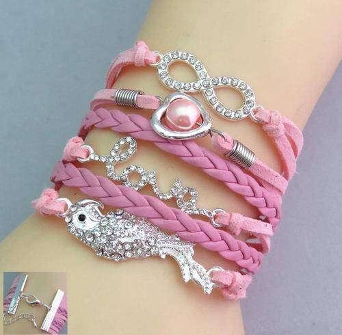 NEW!! Diamante Infinity Leather Bracelet
