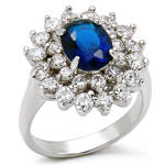 **2.54ctw** stunning blue sapphire clad in white gold engagement ring SZ 7