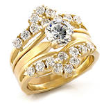 3 piece 1.0ctw wedding ring 7 clad in 18ct yellow gold: FREE choker necklace