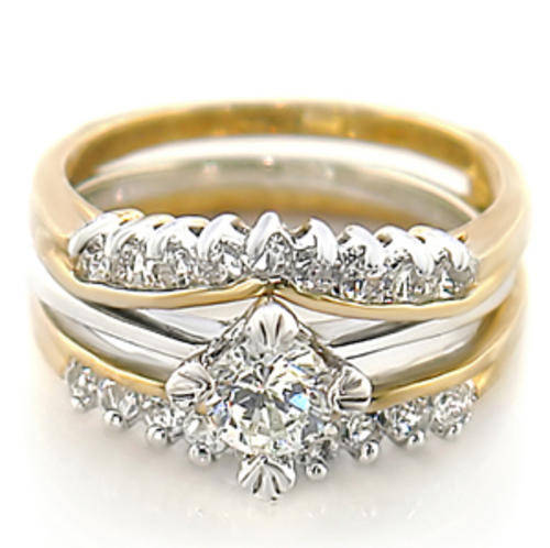 ***1.5ctw*** 3 piece stunning wedding ring clad in yellow gold size 6