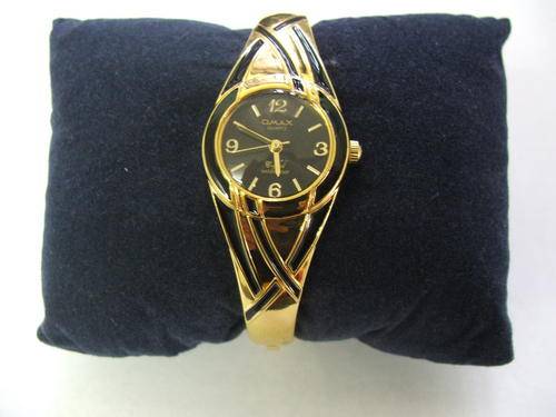 ****VERY ELEGANT!!!***GOLD BANGLE WATCH WITH BLACK FROM THE OMAX COLLECTION!!!