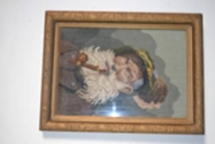 VERY OLD TAPESTRY IN ORNATE FRAME