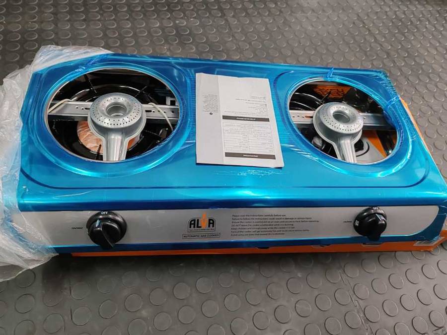 ALVA 2-PLATE GAS STOVE STAINLESS STEEL WITHOUT REGULATOR