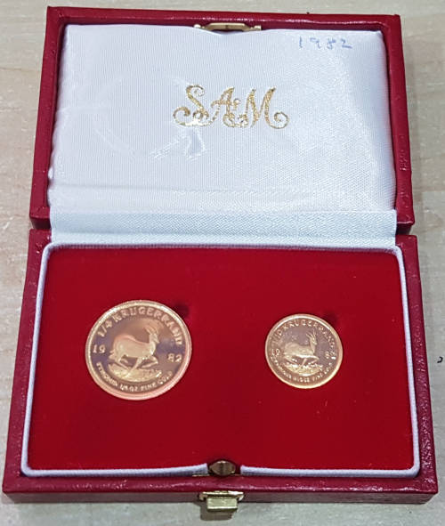 1982 Proof Kruger rand 1/4 oz and 1/10th oz twinset# Auction starts @R1!!