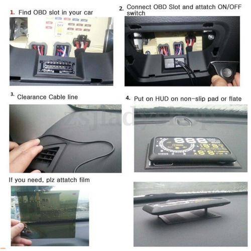 Universal  Car OBD2 II Projector Display HUD Head Up Display MPH KMH Speed Warning System