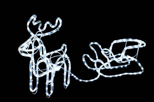 9M 3D WHITE LED  Deer & Sleigh Outdoor Christmas Reindeer Light