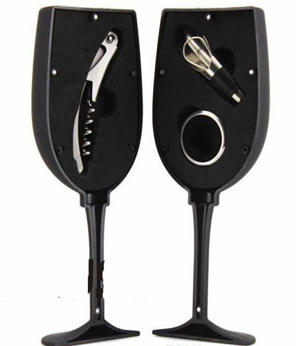 3pcs Wine Glasses style Wine Openers Sets Bar Accessories Red Wine Bar Tools Stainless Steel Persona