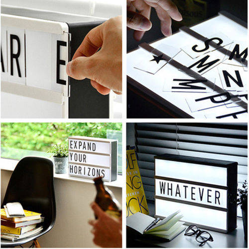 A4 Cinematic Light Up Sign Box Cinema LED Letter Lamp Home Party Decor Wedding