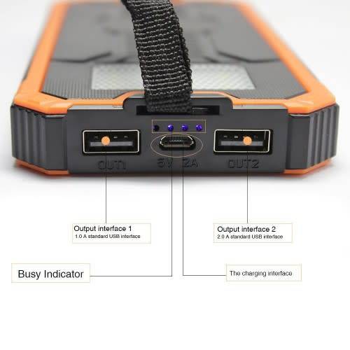 20000MAH Portable Waterproof Solar Panel Power Bank for all Smartphones