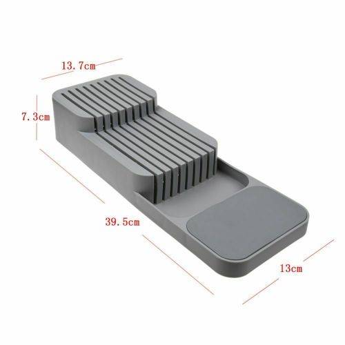 2 Tiers In-Drawer PVC Knife Block Holder Storage Organizer Kitchen Knives Drawer
