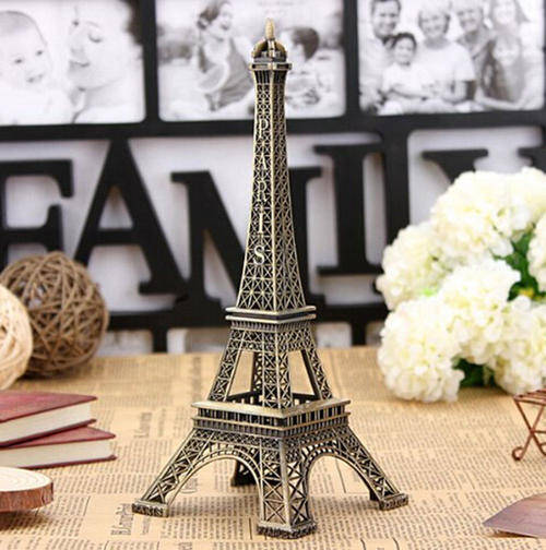Paris Eiffel Tower Figurine Statue Vintage Alloy Model Decor 32cm
