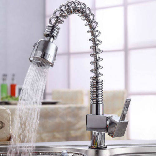nickel brushed kitchen pull out spray basin sink faucet taps mixer