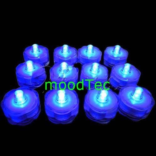 12 Pcs Waterproof Submersible LED Tea light Candles (Blue)
