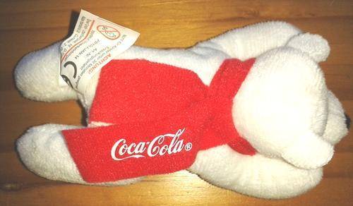 Little Coca-cola Doggie with red scarf!  Small soft plush toy!