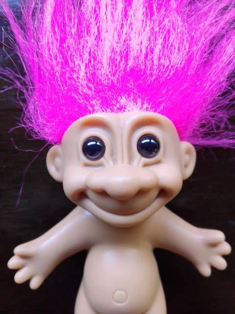 Russ Berrie Vintage Troll Doll with Pink Hair.