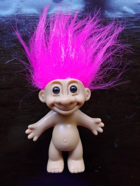 Russ Berrie Vintage Troll Doll with Pink Hair.