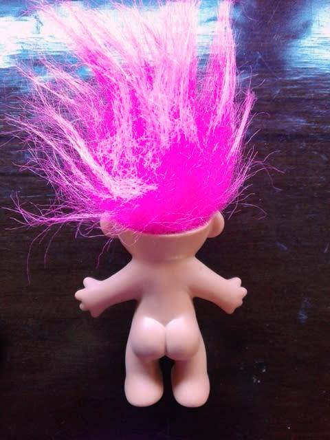 Russ Berrie Vintage Troll Doll with Pink Hair.