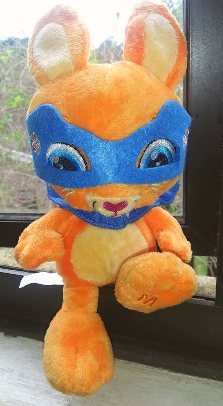 Orange Migros Bunny with mask and cape.  Super soft toy!  Special Price!!