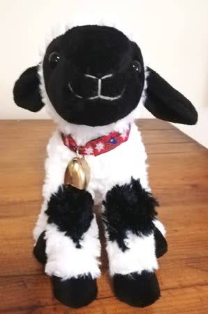 Molly the cutest little Sheep with a big Brass Bell from Switzerland!  25cm.
