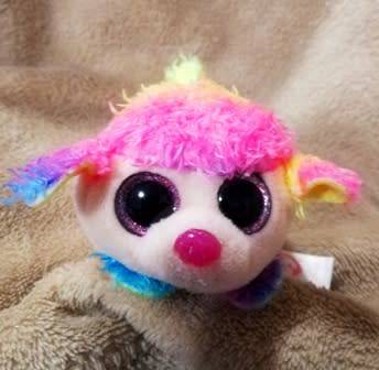 TY Beanie Teeny Tys. Floral The Rainbow Poodle Stack-able Dog Toy.