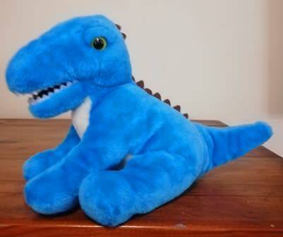 Pet World Blue Dinosaur Beanie Soft Toy. 23cm.