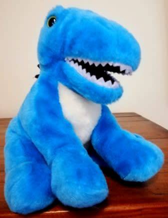 Pet World Blue Dinosaur Beanie Soft Toy. 23cm.