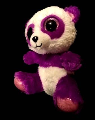 Collectable TY Beanie Boo Plush Purple Panda named Boom Boom. 16cm.