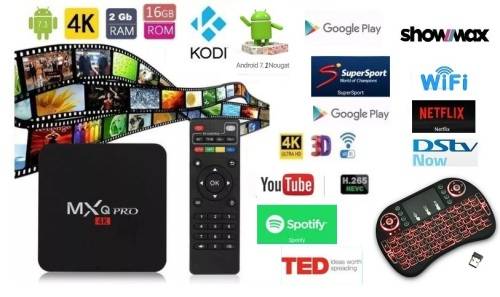 DSTV NOW, MXQ PRO,  Android TV Box, Mxq, 2gig and 16gig with BACKLIT KEYBOARD Remote, SHOWMAX