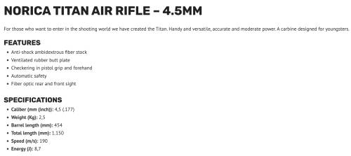 Norica Titan pellet gun 4.5mm