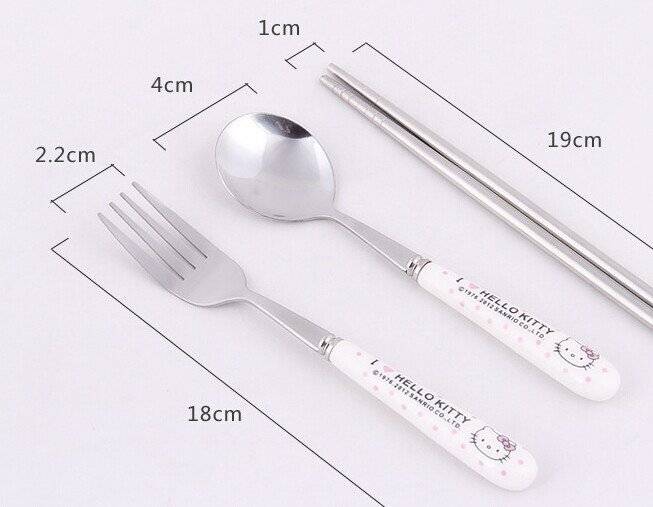 Hello Kitty Lunch Cutlery Set (Fork, Spoon and Chopstick)