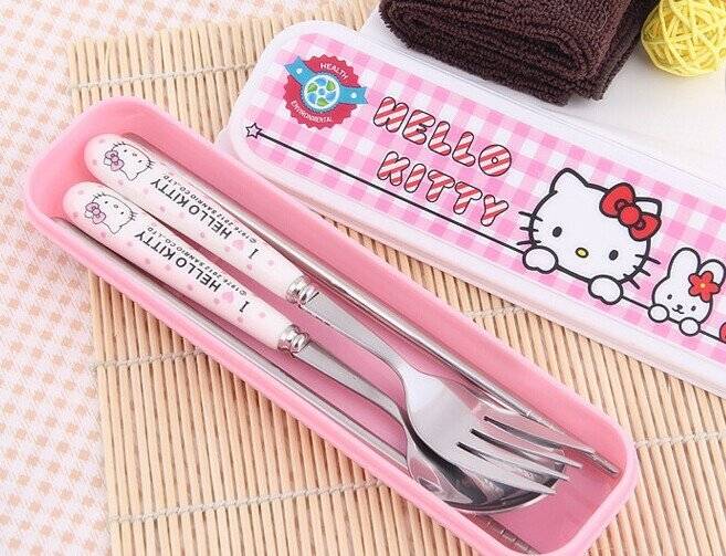 Hello Kitty Lunch Cutlery Set (Fork, Spoon and Chopstick)