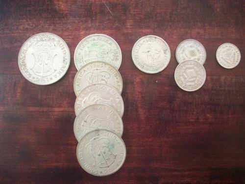 FOR FRED ! Silver Coins x 10....list below...R 250 the lot!