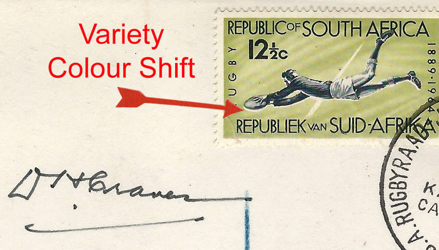 RSA: RUGBY 1964 Jubilee FDC signed by DANIE CRAVEN, VERY SCARCE + 12½c Control Block - GO BOKKE!!