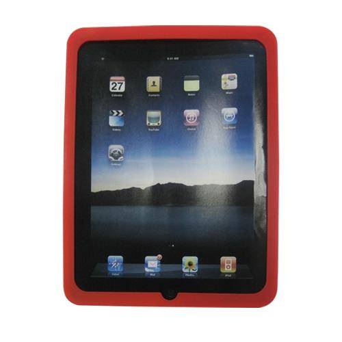 Soft Silicone Back Skin Case Cover for Apple iPad-Red