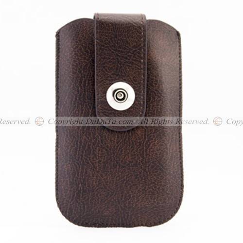 Flip Leather Universal Phone Case with Button for Blackberry Iphone 3G/4G - Brown , CRAZY!!