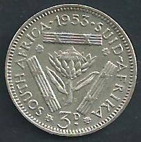 1953 - Threepence / Tickey - as per scan.