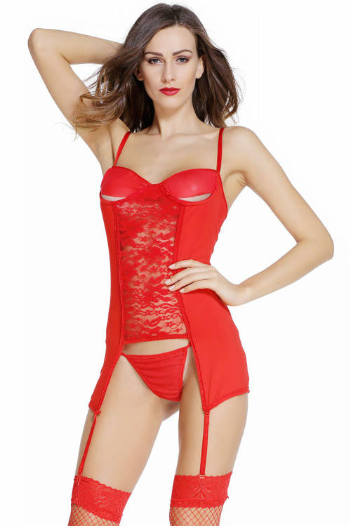 PRETTY AND FEMININE RED BUSTIER