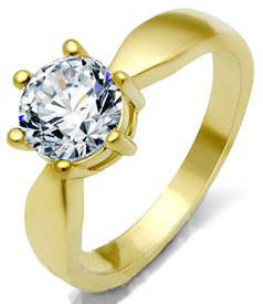 STUNNING YELLOW GOLD PLATED SIMULATED DIAMOND LADIES RING