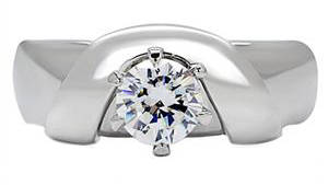 STUNNING STAINLESS STEEL SIMULATED DIAMOND LADIES RING
