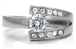 STUNNING STAINLESS STEEL SIMULATED DIAMOND LADIES RING