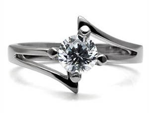 STUNNING STAINLESS STEEL SIMULATED DIAMOND LADIES RING