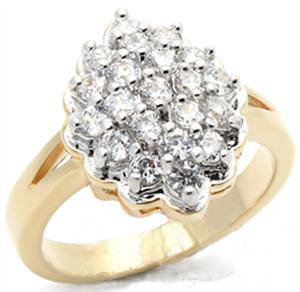 STUNNING YELLOW GOLD PLATED SIMULATED DIAMOND LADIES RING
