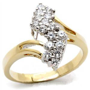 STUNNING YELLOW GOLD PLATED SIMULATED DIAMOND LADIES RING