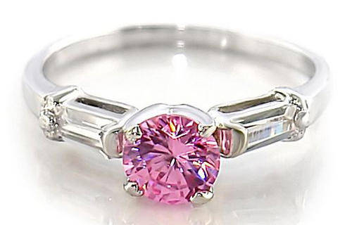 STUNNING WHITE GOLD PLATED SIMULATED PINK TOPAZ LADIES RING