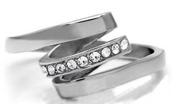 STAINLESS STEEL SIMULATED DIAMOND LADIES RING