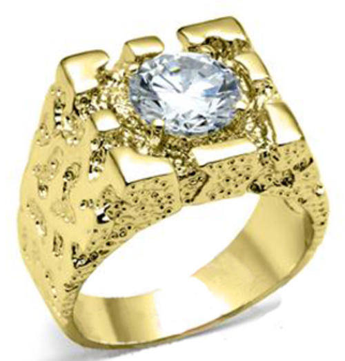 YELLOW GOLD PLATED SIMULATED DIAMOND RING