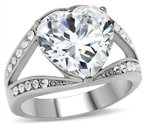 STUNNING STAINLESS STEEL SIMULATED DIAMOND LADIES RING