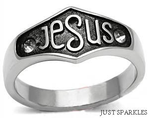 STAINLESS STEEL SIMULATED DIAMOND MENS RING