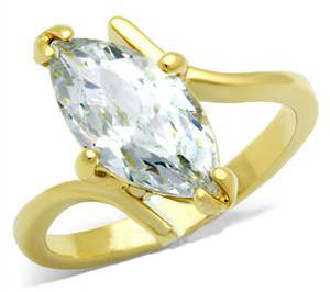 STUNNING YELLOW GOLD PLATED SIMULATED DIAMOND LADIES RING